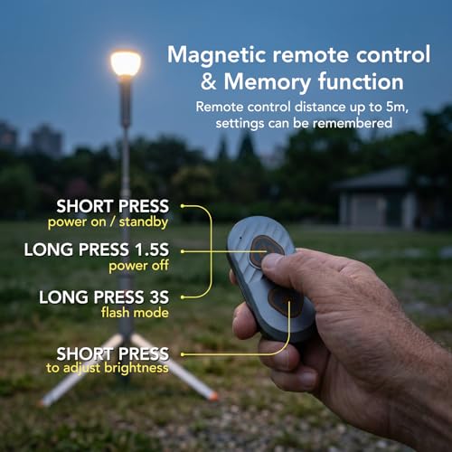 Image of Neoglint Telescopic Camping Light Collapsible Lantern with Tripod Stand | Up to 800 Lumens Brightness, 75.6 Inch Telescopic Pole, 3 Safety Lighting Modes, Heavy Duty Magnetic Base, IP65 Waterproof