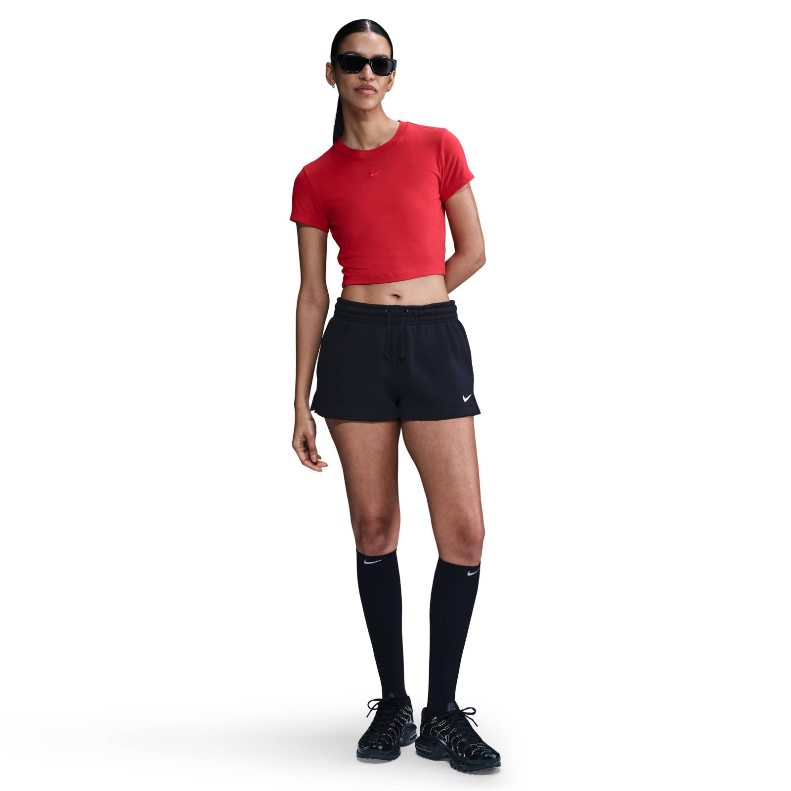 Nike Women's W NSW Phnx FLC Mr Std Short, Black/Sail, S
