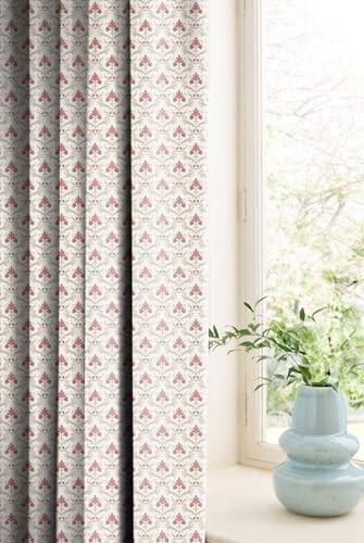 Image of Casableu Anthem Zodiac Cotton Look Door Curtains Pack of 2-9 Feet Long Door, Printed Design, Room Darkening Curtains with Tiebacks, Eyelet Style for Bedroom & Living Room Decor (Coral Tree, 9 ft)