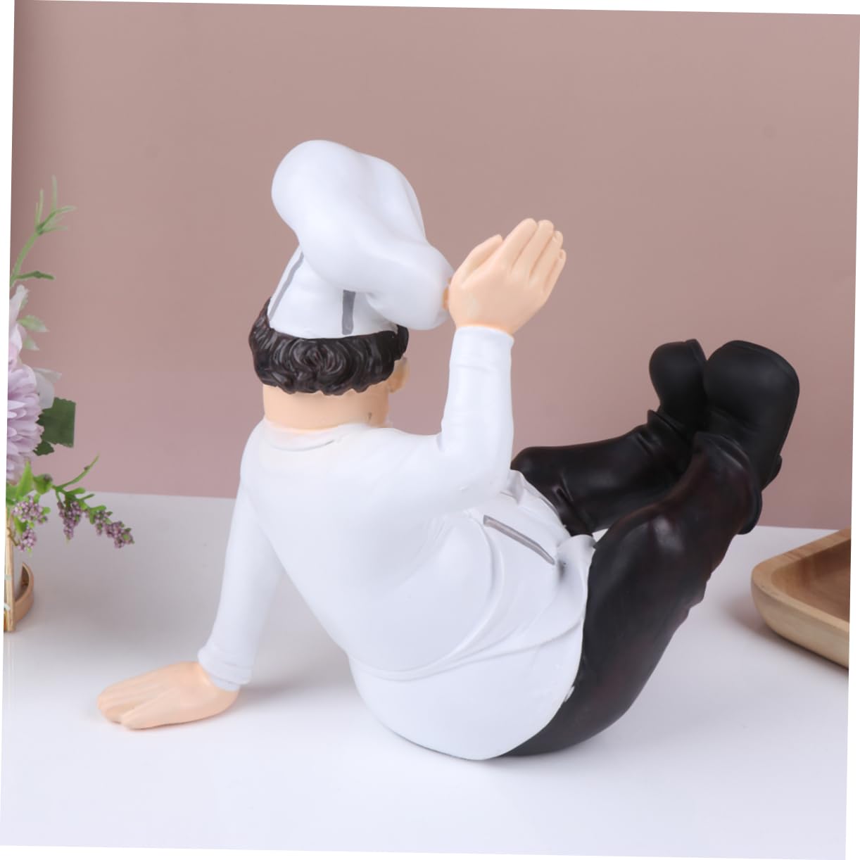 Statua di Chef in Resina Design Classico Decorazione per Ristorante e Casa Base Stabile per Arredamento Cucina e Tavolo