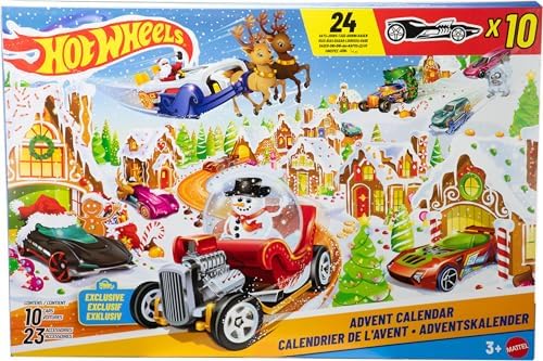 Hot Wheels Toy Cars & Playset, 2025 Advent Calendar with 10 Vehic...