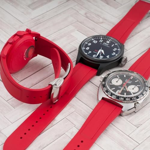 Image of StrapHabit Quick Release Deployant Rubber Watch Strap For Large and Small Wrists - Women and Men - Band FKM Deployment 19mm, 20mm, 21mm, 22mm