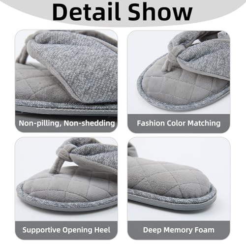 Women's Narrow House Slippers Cozy Spa Thong Flip Flops Indoor Slippers Assorted Colors Grey Velvet Lining Lightweight Open Toe3