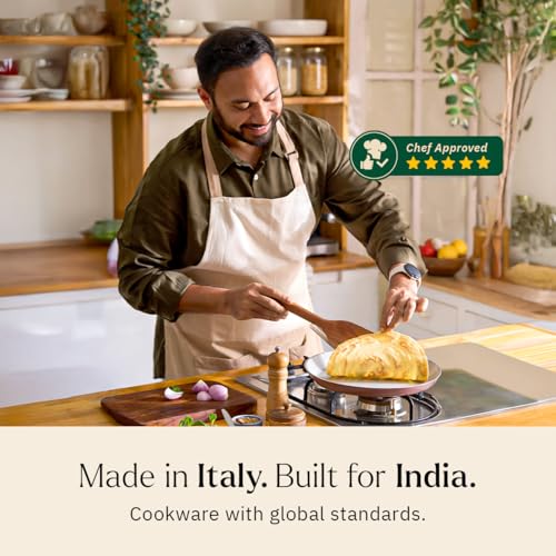 Image of Ember Cookware Arcilla Ceramic Non Stick Tawa 28cm | Non Toxic Roti & Chapati Pan | ISI Certified | Ceramic Cooking Tawa | PFAS & PTFE Free | 5-Year Warranty | Blue