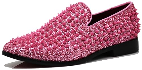 Image of SPK70 Men's Vintage Spike Dress Loafers Slip On Fashion Shoes Classic Tuxedo Dress Shoes