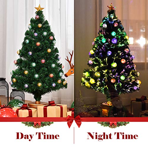 Bestcomfort 3Ft/4Ft Pre-Lit Fiber Optic Fireworks Christmas Tree With Multicolored Led Lights In Gold Base #TOP1