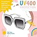 FEISEDY Kids Sunglasses for Girls Oversized Square Sparkling Party Sun Glasses Lightweight Fashion Shades B0053