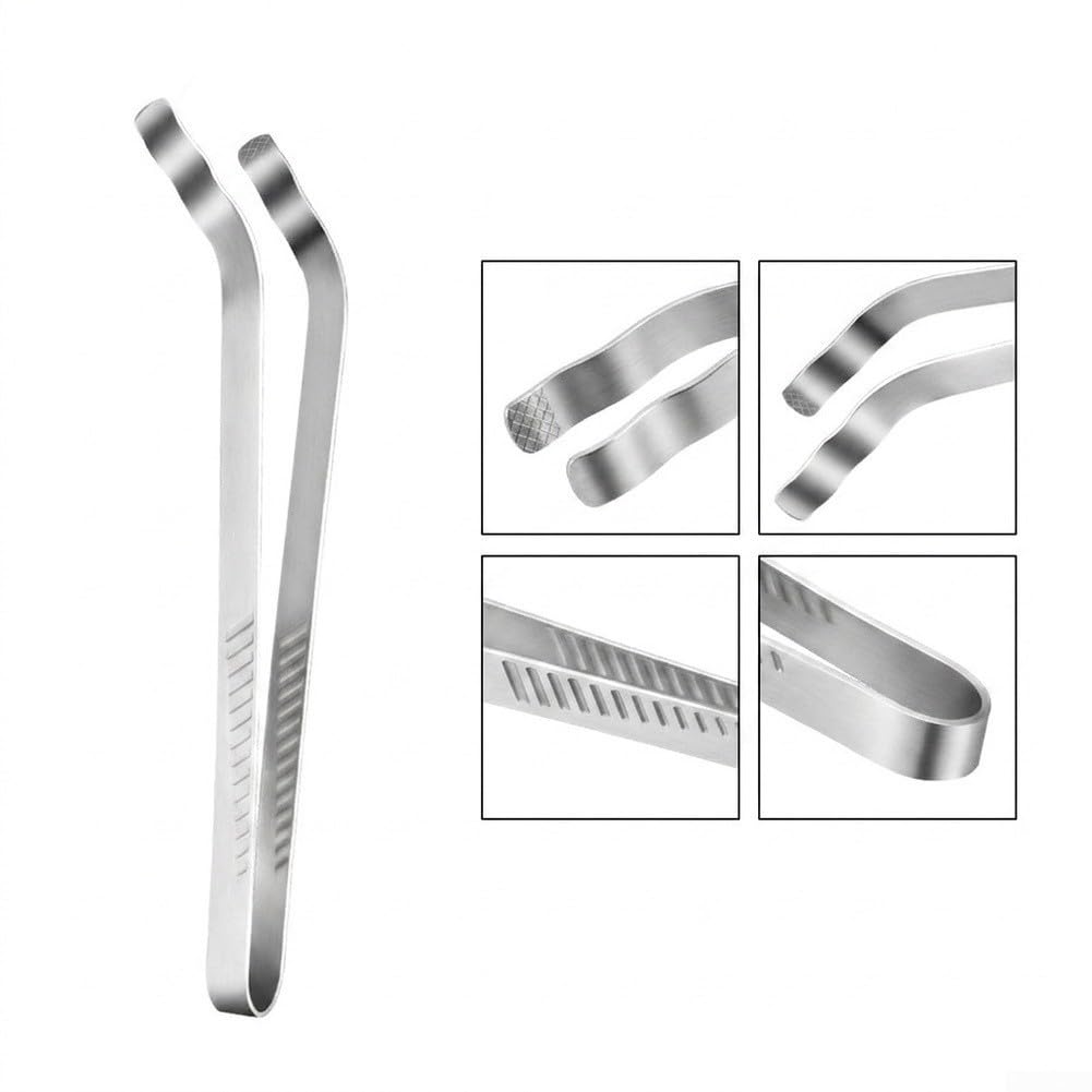 QOXEZY Pinzas de acero inoxidable, mango extralargo, cabeza de abrazadera dentada antideslizante para carne, pan, pasta, herramienta multiusos para barbacoa, freír, hornear, servir buffet (9)