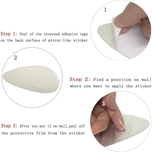 Miniatura 5 de TTSAM 72Pcs Mirror Decals Wall Stickers - Cobblestone Shape DIY Decor for Home Room Bedroom Office Decoration Silver