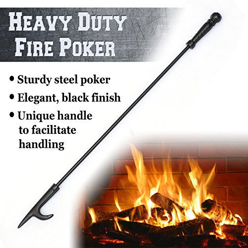 BenefitUSA New Campfire Fireplace Fire Poker Tool Extra Long 26.5", Black