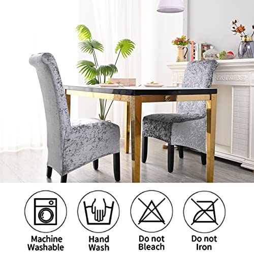 abodos Dining Chair Covers, Crushed Velvet Stretchable Elastic Chairs Protective Cover - Image 2