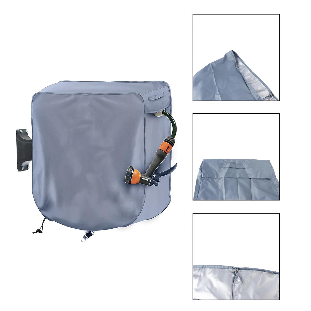 zalati Protector De Carrete De Manguera De Jardín, Tela Oxford, Retráctil, Impermeable, Para Exteriores, 420D, Gris