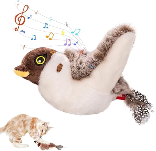 Juguete interactivo para gatos con canto y pájaro volador, juguete estimulante para gatitos de interior aburridos (color A)