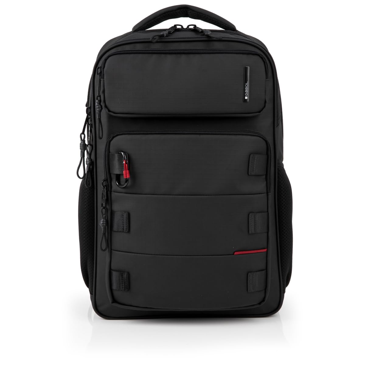Gabol - Mochila para Portátil 17,3" Disk con 2 Compartimentos y Capacidad 20,5L - Peso Ligero de 1kg y Medidas 33x47x16cm - Material Poliéster Resinado con Reflectantes - Diseño Español - Negro