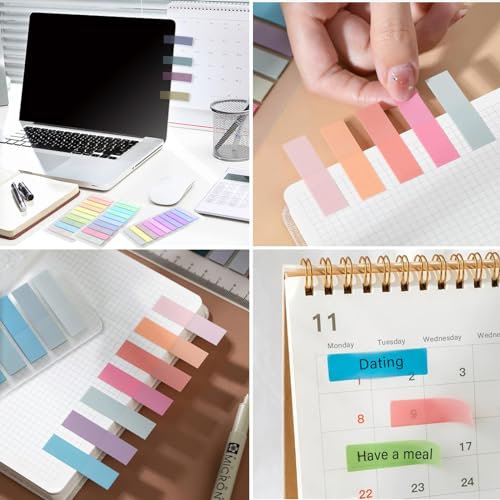 JIANTA 2000 Pcs Sticky Tabs, 10 Pack Book Tabs, Repositionable Index Tabs, Page Markers Writable, Colorful Annotation Tabs for School Office Reading Highlights Classifying image 3