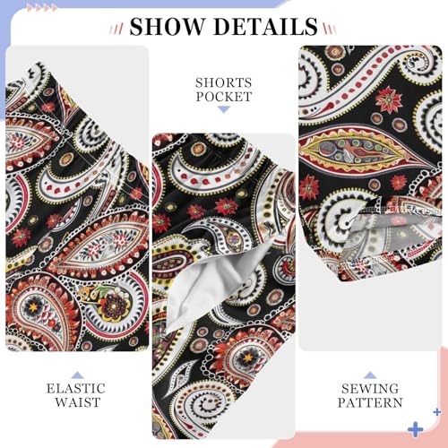 Pajama Pants Red Paisley Design PJ Bottoms Sleepwear Lounge Sleep Pant with Pockets4