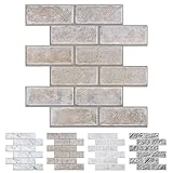 Vamos Tile 10-Sheet Subway Tiles Peel and Stick Backsplash for Kitchen, Thicker 12"x12" Self Adhesiv