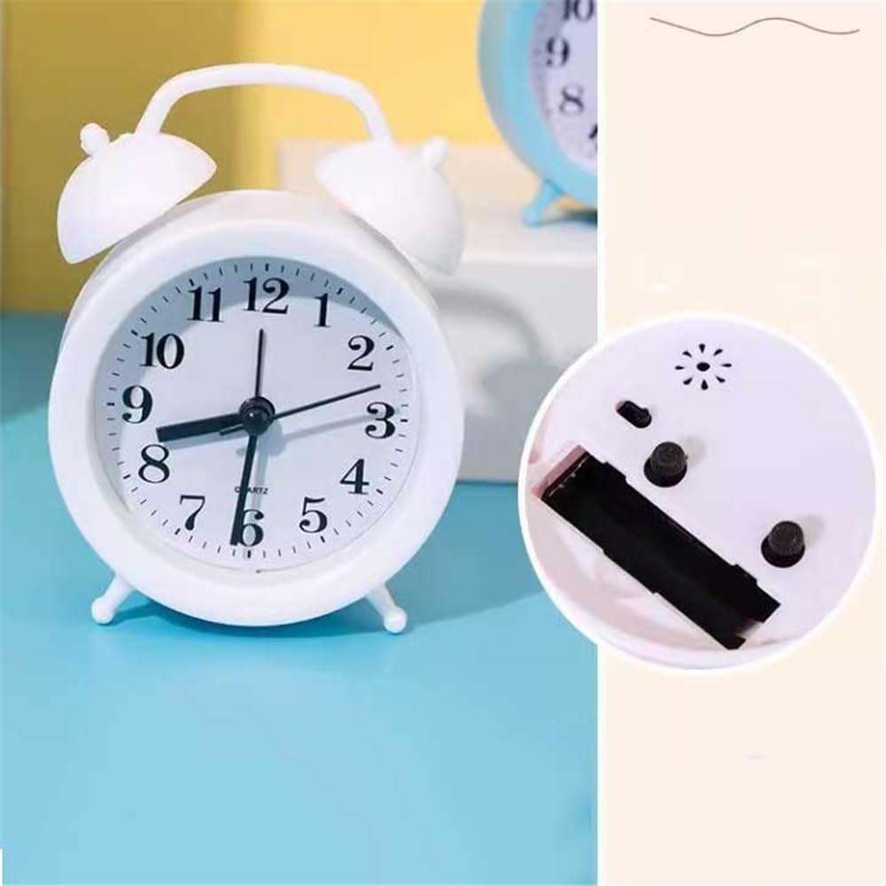Reloj de viaje con alarma analógica redondo lindo reloj de escritorio para decoración de mesa para sala de estar, dormitorio, oficina, escuela, regalo, funciona con pilas, fácil de
