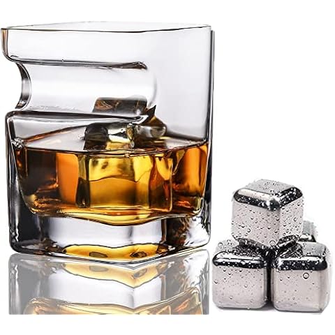 Whiskey Glasses,Old Fashioned Crystal Square Cup Cover