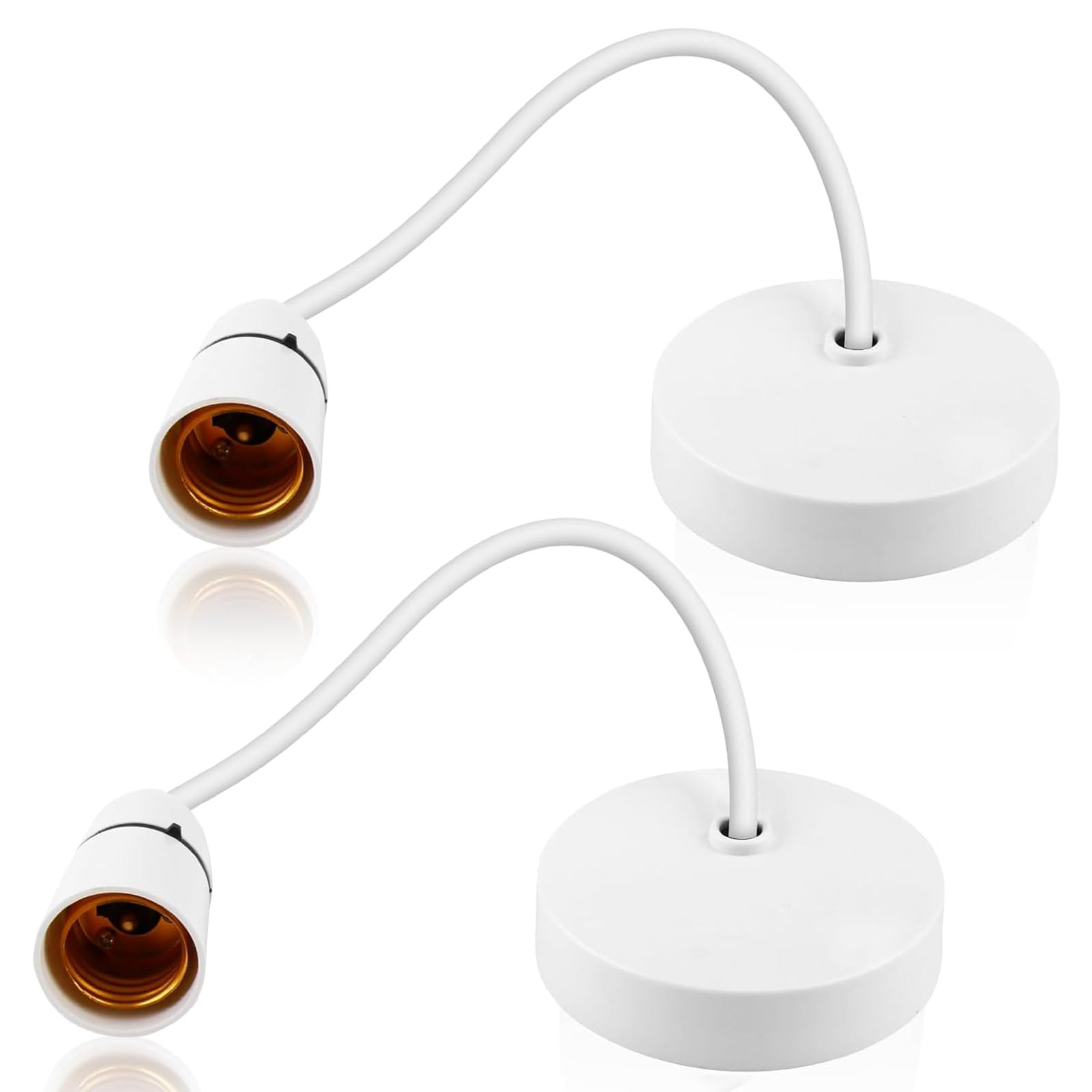Ceiling Pendant Light Fitting E27 Lamp Holder 8.5”(215mm), White Ceiling Rose Light Fitting Bulb Holder Pendant Ceiling Lamp for Kitchen Island Living Room Bedroom Dinning Room Industrial Lightings
