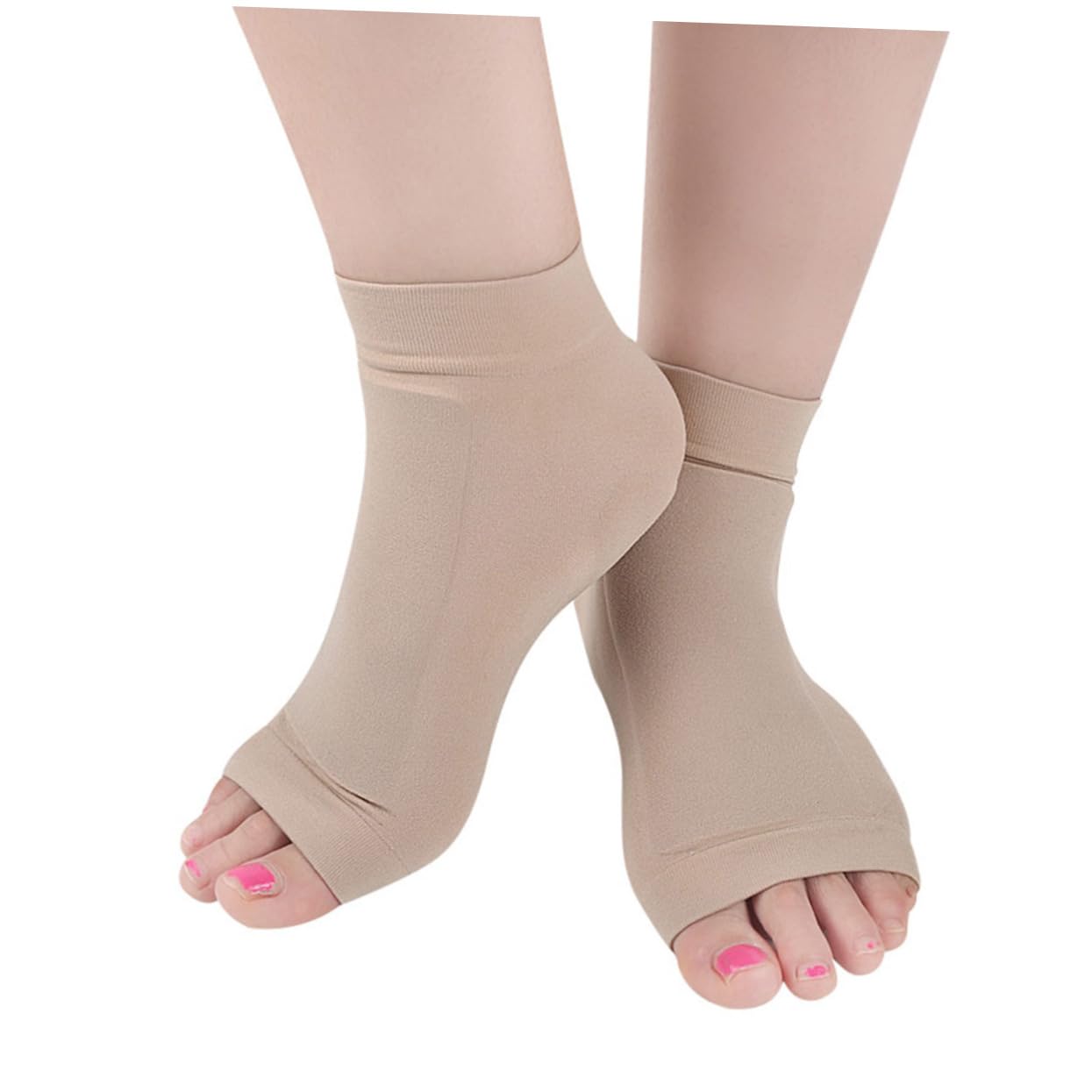 FRCOLOR Protective Heel Ankle Sleeves Moisturizing Socks for Cracked Heels Supportive for Women Men Short Khaki