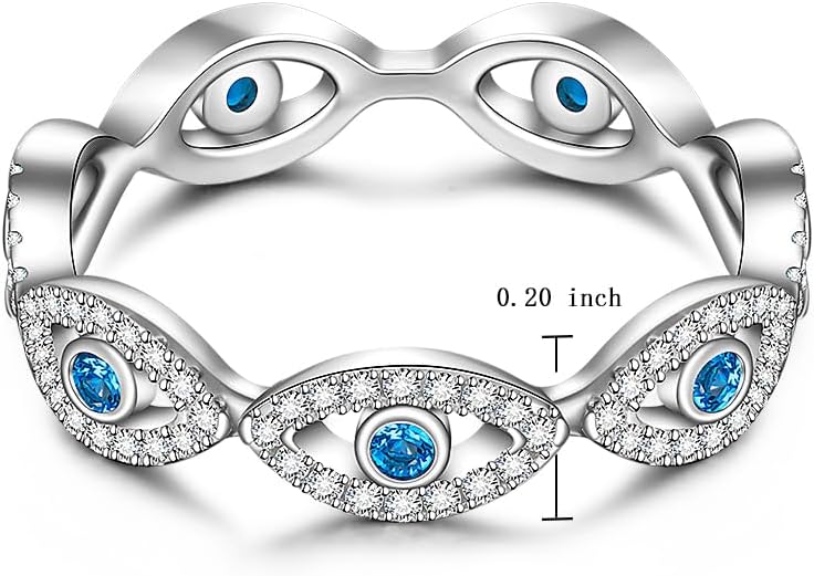 Blue Evil Eye Ring Nazar Amulet Ojo Sterling Silver Evil Eyes Rings for Women Mal De Ojo Sapphire Turkish Third Eye Jewelry