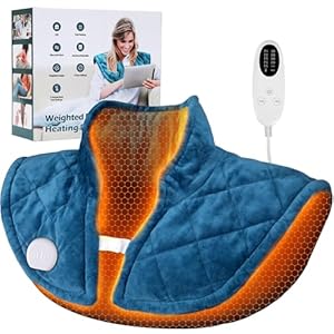 Heating Pad for Neck and Shoulders and Back, Portable Weighted Heating Pad, 5 Heat Settings, 4 Auto-Off Timers, Ideal Gift for Women, Men, Mom, Dad for Christmas
