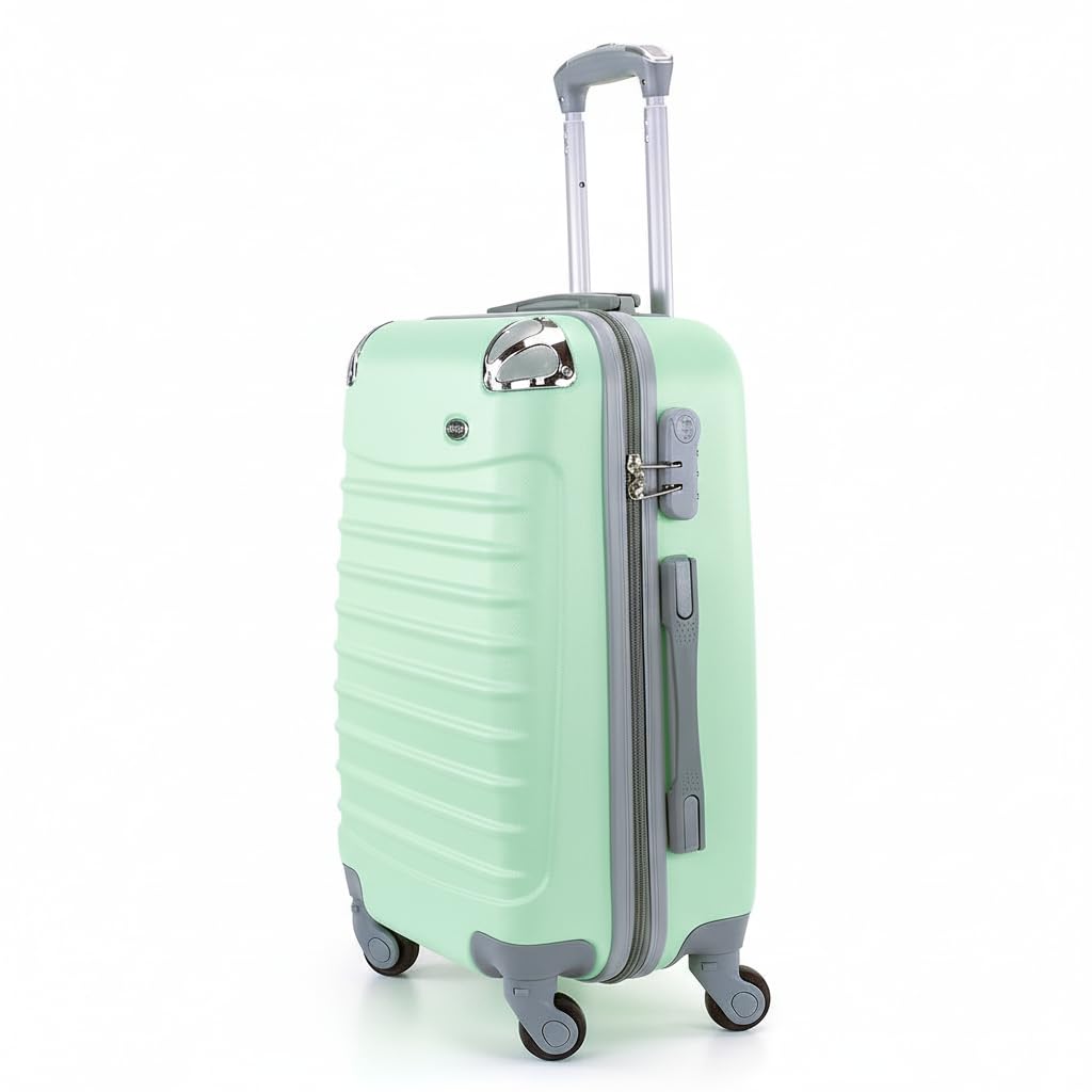 Maleta de Cabina Trolley de Viaje con Neceser a Juego Equipaje de Mano 4 Ruedas 360º Maleta 55x35x20cm y Neceser 34x27x14cm. Comercial, Piloto, Medico. (Verde Agua)