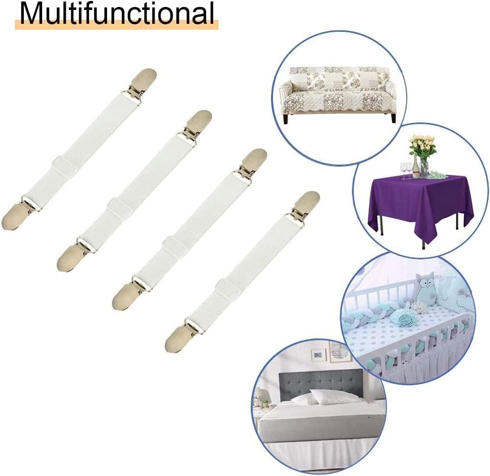 Miniatura 6 de 4 clips de correas ajustables para sábanas, soporte elástico para sábanas y tirantes, agarradores para sujetar sábanas, colchones, sofá, mantel,