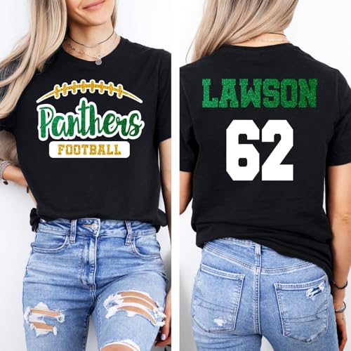 Custom Glitter Football Shirt for Women, White, 3X-Large, Short Sleeve, Game Day Shirts3