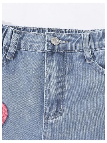 SOLY HUX Toddler Girl's Cute Heart Embroidery Jeans High Elastic Waist Wide Leg Denim Pants3