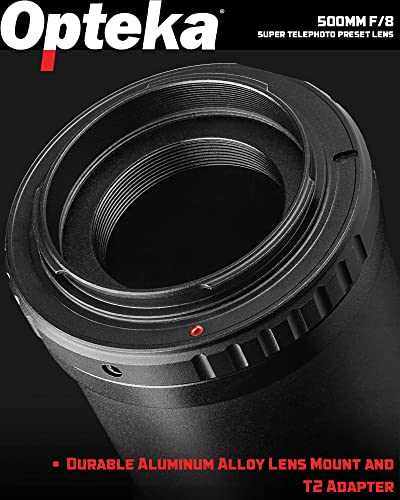 Opteka 500mm / 1000mm f/8 High Definition Preset Telephoto Lens for Canon EOS Digital SLR Cameras Bundle with Opteka 58mm 0.43X HD Wide Angle Lens with Macro & Lens & Filter Accessories (8 Items) - Thumbnail 4
