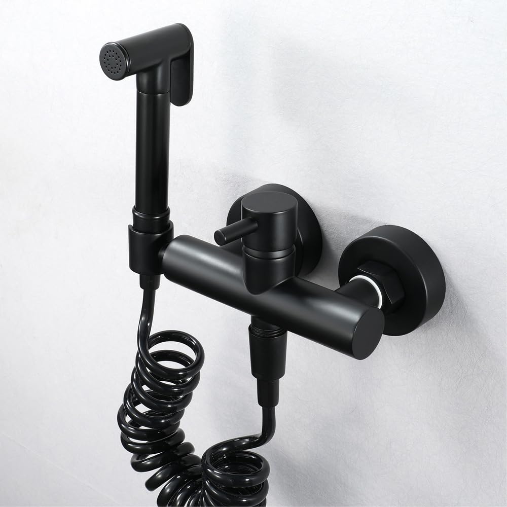 Pulverizador Para Bidé De Mano Grifo Wc Higienico Agua Fria Y Caliente Mezcla Fría Y Caliente De Un Solo Mango negro Distancia Entre Agujeros De 8.5 Cm