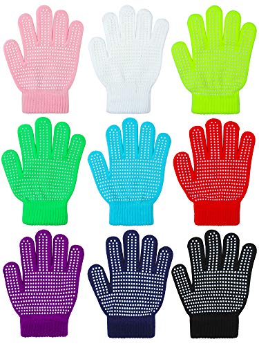 Cooraby 9 Pairs Kids Anti-skid Magic Gloves Winter Warm Stretchy Knit Gloves for Boys or Girls