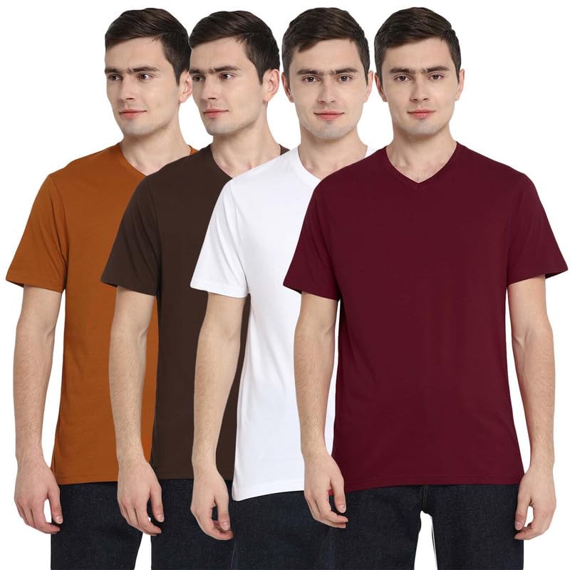 Image of Aventura Outfitters Men's V Neck 100% Cotton Regular Fit T-Shirt (Pack of 4)