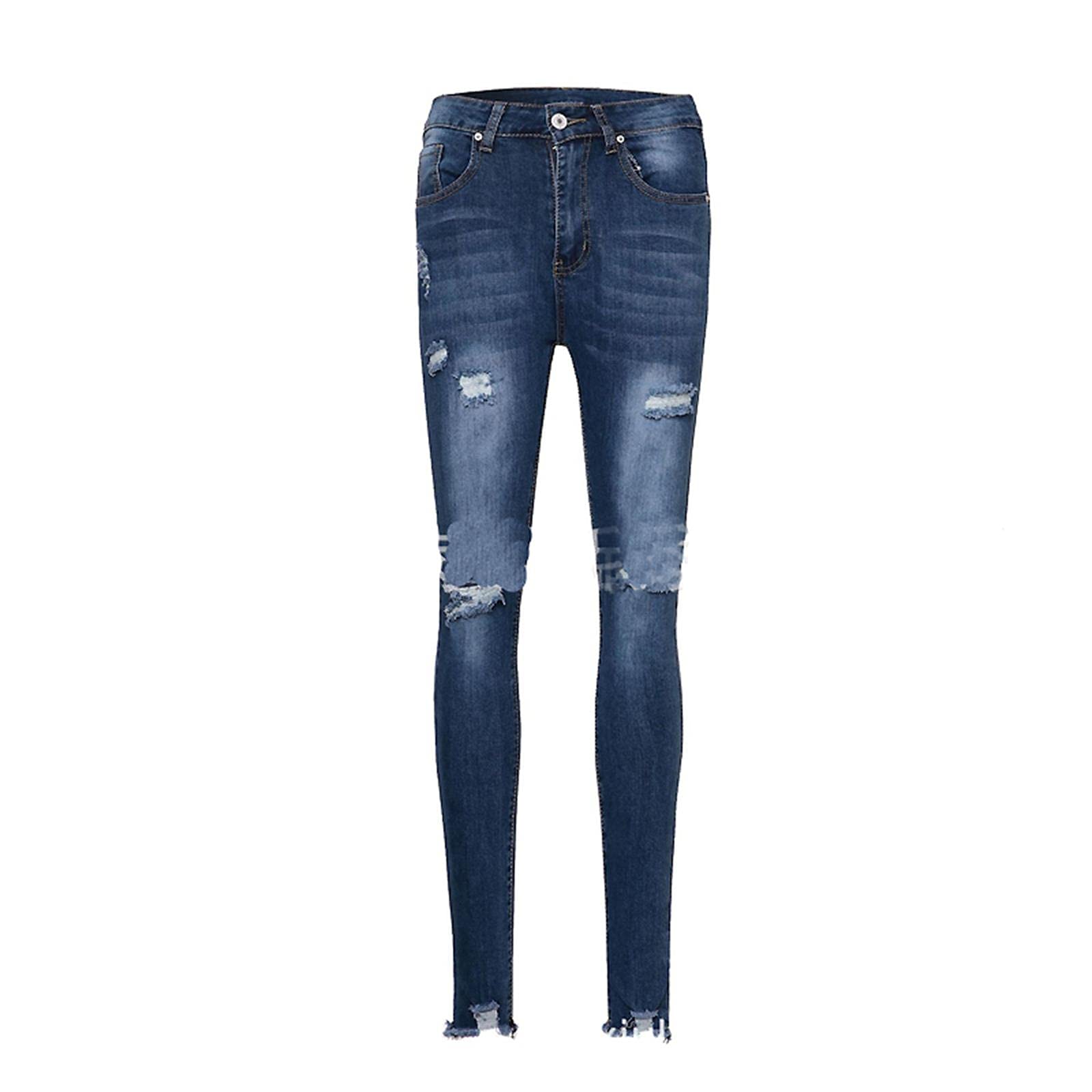 UKKO Jeans da Donna Pantaloni A Matita in Denim in Cotone con Jeans Ruscelli Lavato Moda