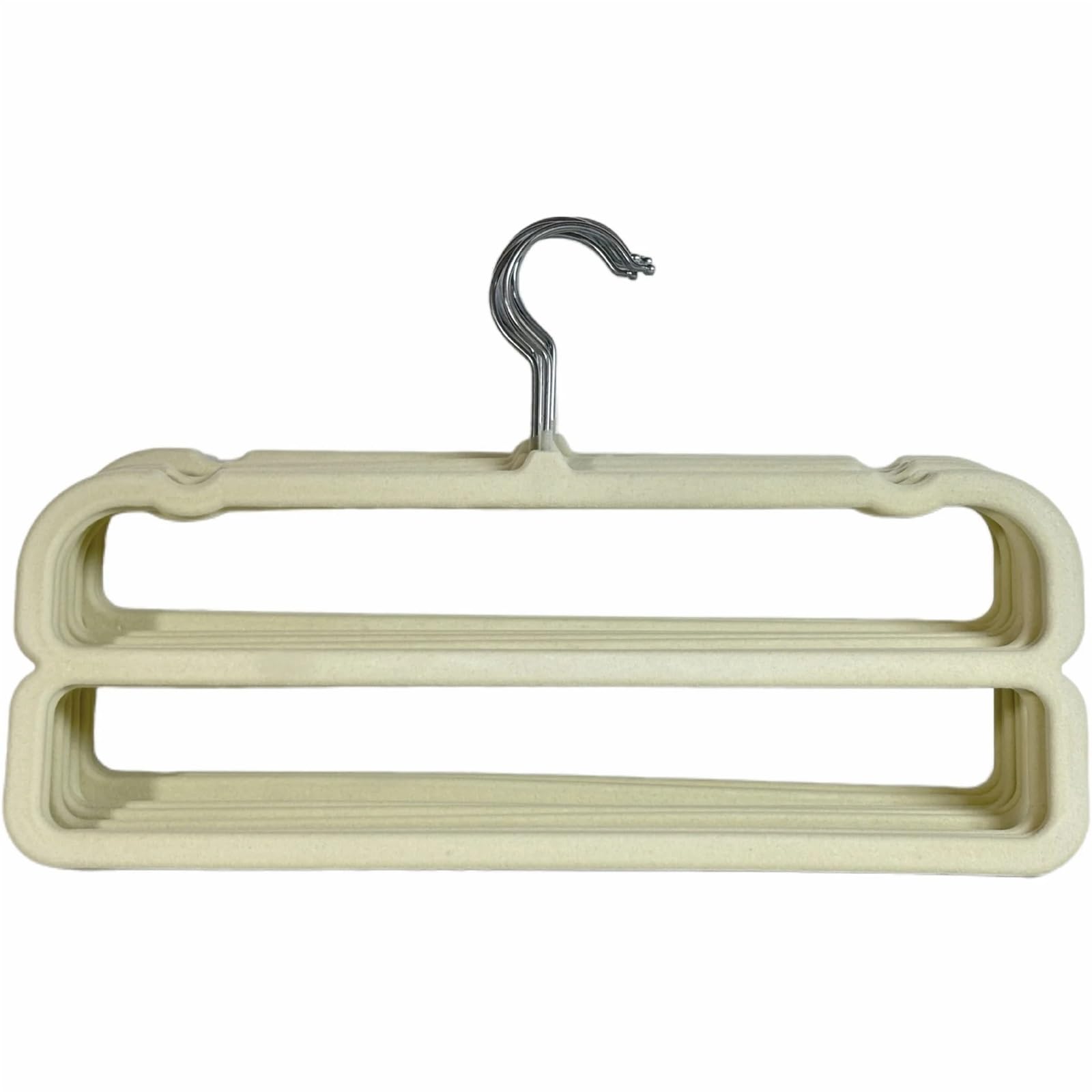 Perchas Antideslizantes de Terciopelo Doble Capa, ahorradoras Espacio for Pantalones y Sujetadores, 10 o 20 Unidades para Pantalones Y Jeans En Tu Armario(Beige,20PCS)