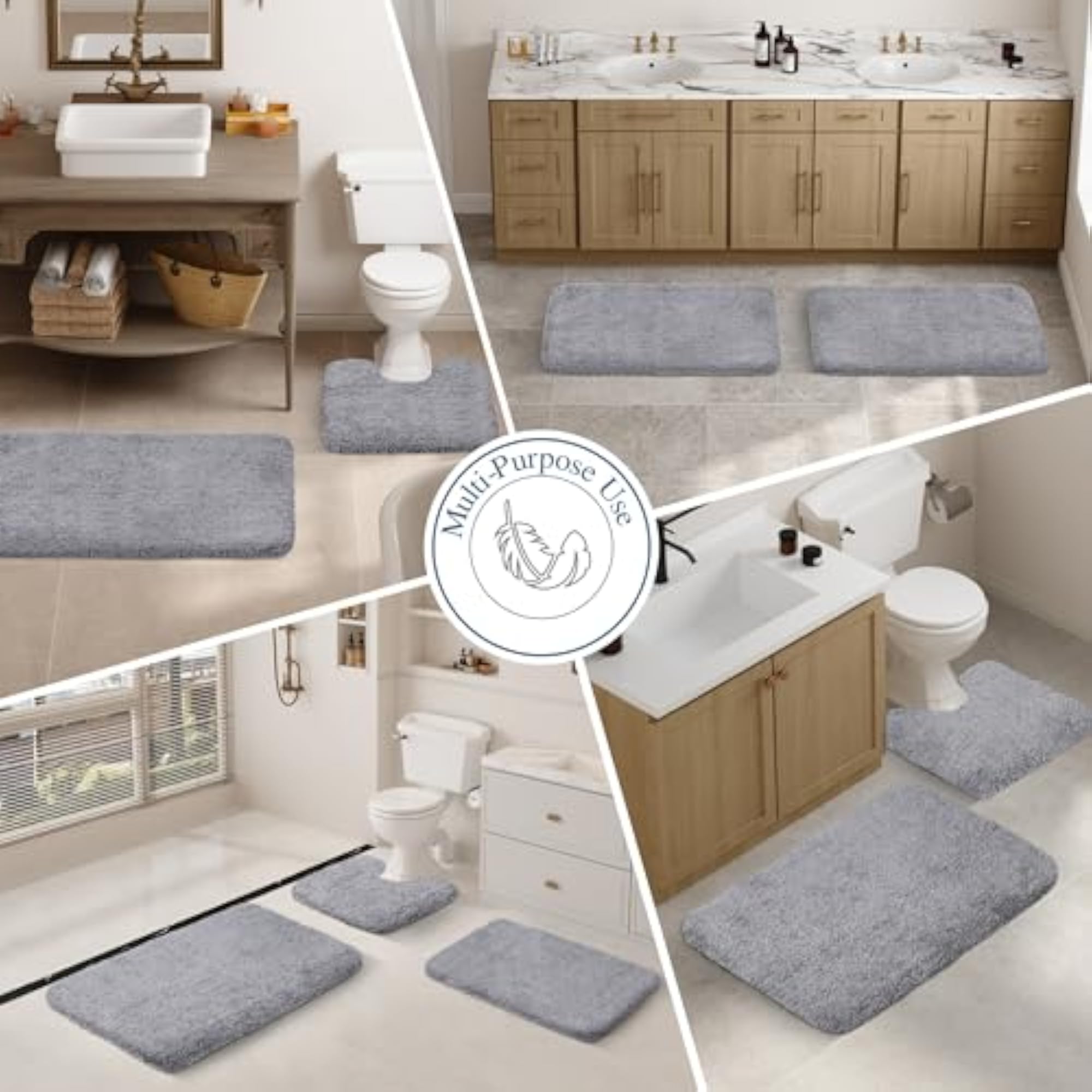 Super Soft Shag Shower Mat, Non-Slip Bath Rug
