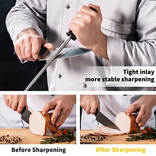 Happy Seal Knife Sharpeners Rod Honing Steel Sharpening Set, 15Inch Professional Sharpening Steel Rod For Kitchen Chef Knives, 3-In-1 Portable Pocket Knife Sharpener Outdoor Tools For Survival Hunting #TOP2
