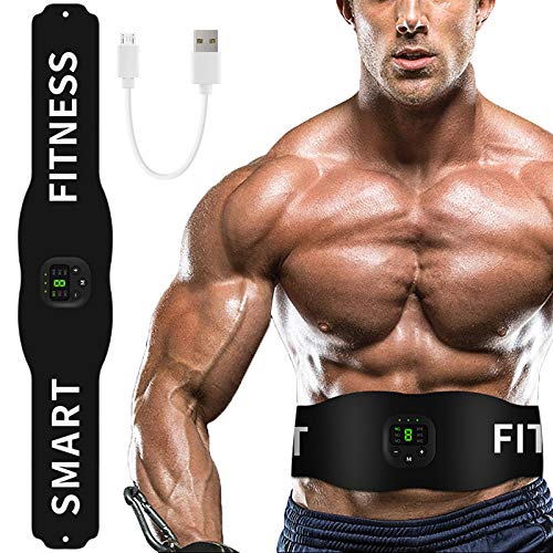 Abs Stimulator, EMS Muscle Stimulator with Replacement Gel Pads, Abdominal Training Device Ultimate Muscle Stimulator for Abdomen Waist, EMS Fitness Workout Equipment (Perfect for Beginners)