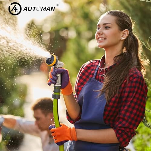 Image of AUTOMAN Garden Nozzle Sprayer, 2 Pack High Pressure Spray Nozzle, 100% Metal Water Hose Nozzle, 7 Patterns Watering Nozzle, Heavy Duty Sprayer Garden Nozzle for Watering Plants & Lawns, Washing Cars