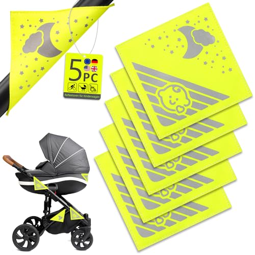 Kimsky 5 Stück Reflektoren für Kinderwagen mit Klettverschluss Universal...