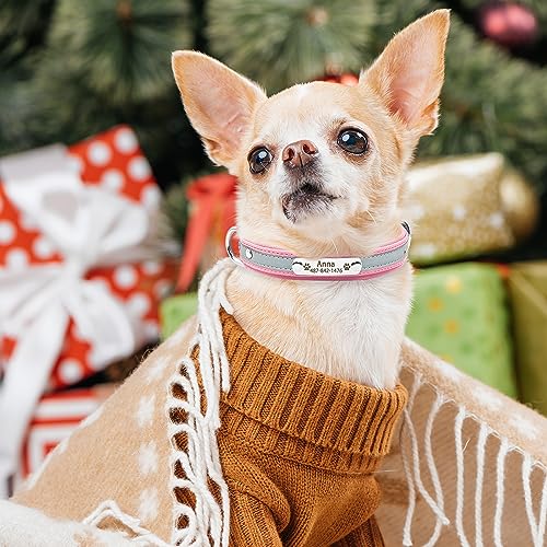 Senristar Personalisierte Reflektierende Hundehalsbänder mit Neopren Gepolstert, Benutzerdefinierte Gravierte Hundehalsband mit Namensschild für Kleine Mittlere Große Hunde