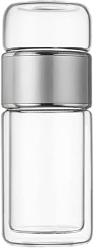 NFNSIG 430ml Tea Infuser Bottle Double Wall Glass Water Bottle Tea and Water Separation Leakage Proof Glass Water Bottle for Office Travel Home