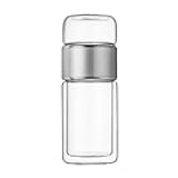 Niiyen Tea Infuser Bottle Glass Tea Tumbler with Infuser 420ml Double Layer Stainless Steel Leakage Proof Water Bottle for Loose Leaf Tea for Office Travel Home(Stainless steel)