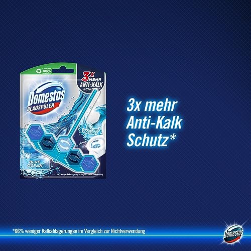 Domestos Power 5+ Aktiv Blauspüler WC Reiniger Blue Ocean, WC Stein mit Anti-Kalk Schutz für effektive WC Reinigung 7x 53g – Ansicht 4