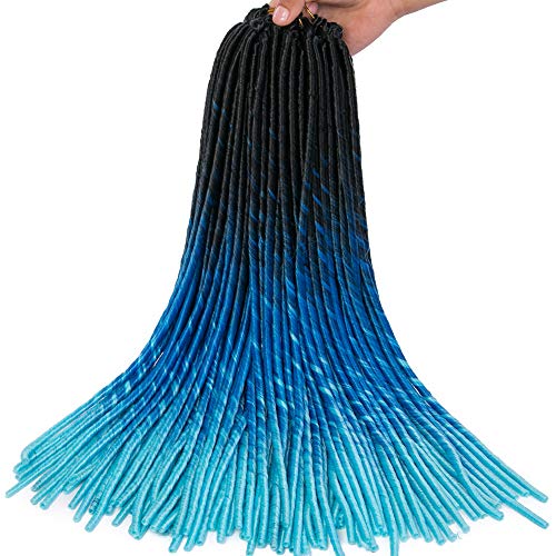 (5pack)20Inch Goddess Faux locs Crochet Hair 20Stands/Lot Bomba Dreadlocks Crochet Braids 3 Tone Ombre Twist Braiding Hair Extensions100g/Pack African Roots Braid (T1B/Dark Blue/Light Blue) …