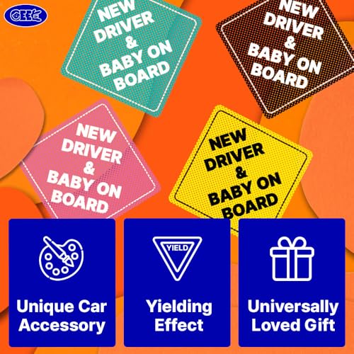 Placa adhesiva para coche bebé a bordo GEEKBEAR amarillo impermeable 4