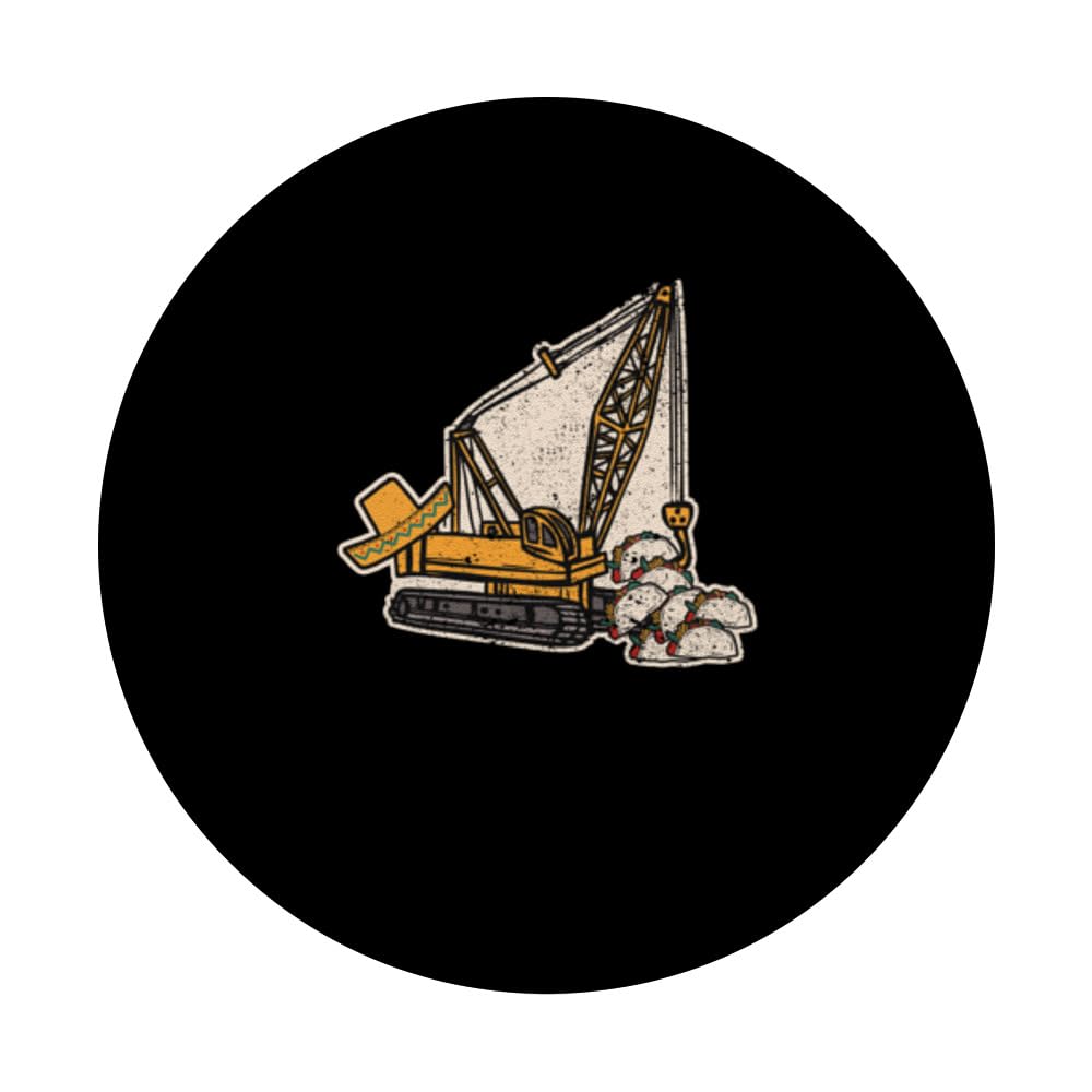 Mexican Crane Tacos Cinco De Mayo Fiesta Mexico Lover PopSockets Swappable PopGrip, Black - Image 3