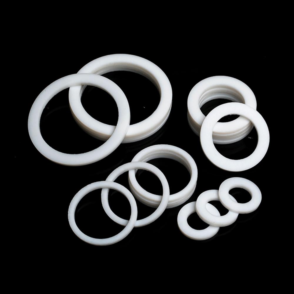 arandela de PTFE, Arandelas planas de PTFE, paquete de 10, color blanco, ID, 5-45 mm, 3 mm de espesor, for manómetro(51x22x3mm)